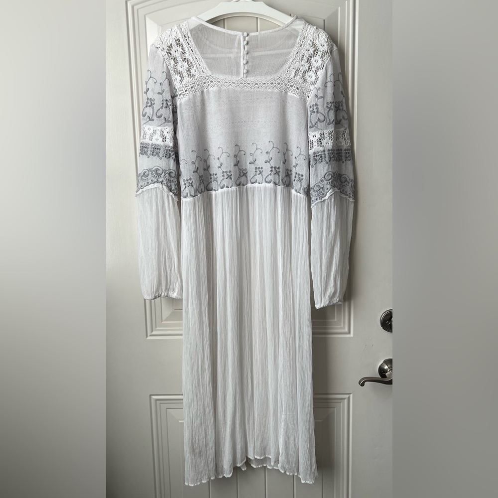 Free People Sweet Sunny Days Lace Midi Tunic Dress L - Picture 5 of 15